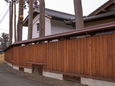鳩山町　和風木の塀　リフォーム　ウッドフェンス