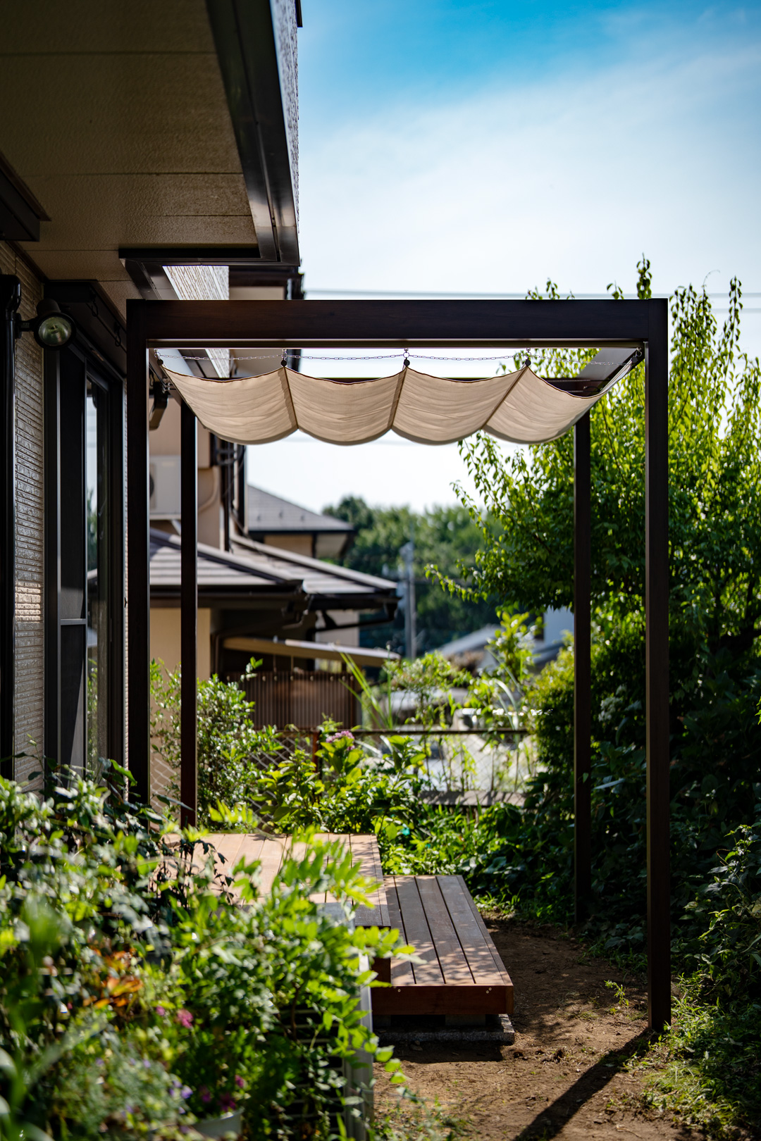 鳩山町 ウリン材 ウッドデッキ 日除けシェード